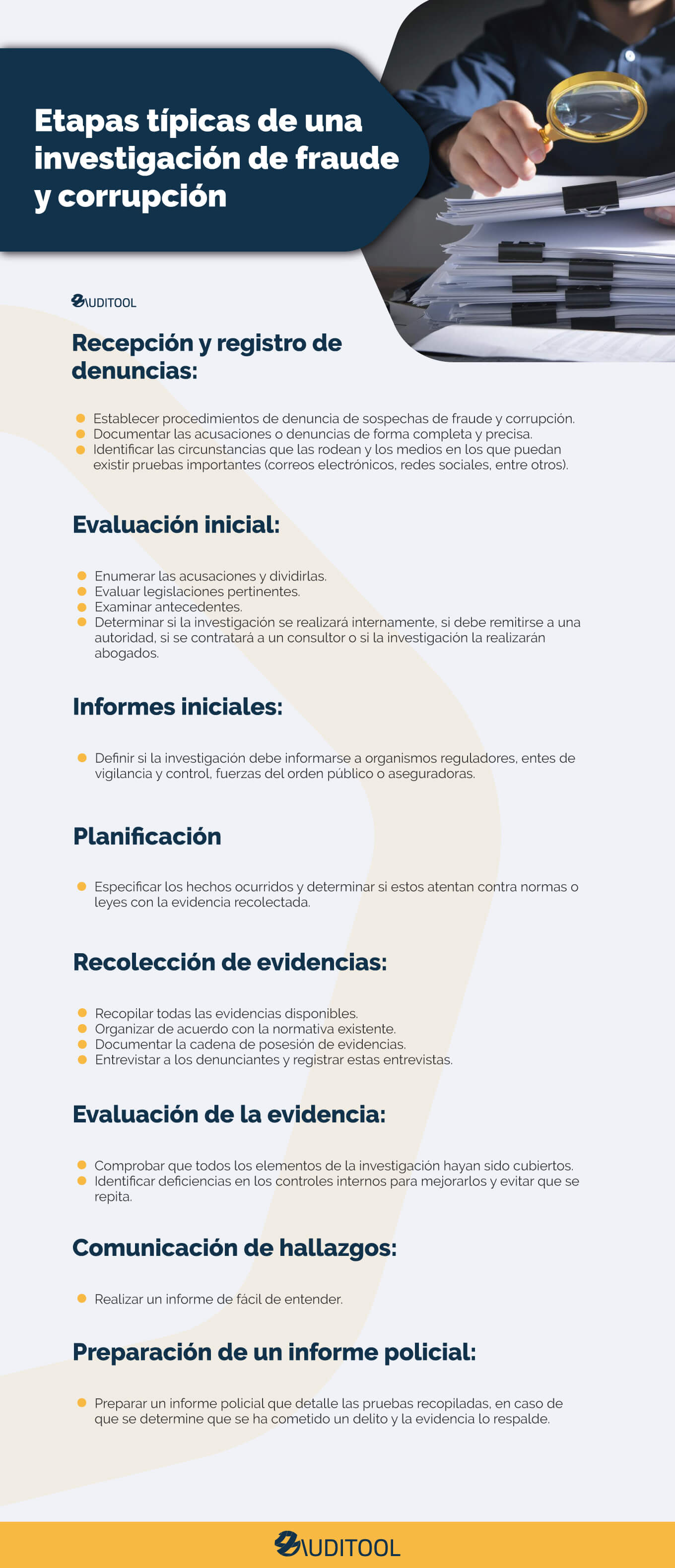 Infografia Etapas típicas de una investigación de fraude y corrupción 09 111 22