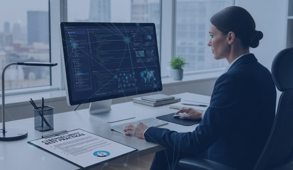 Ícono de bloqueo mientras un hombre utiliza un mouse