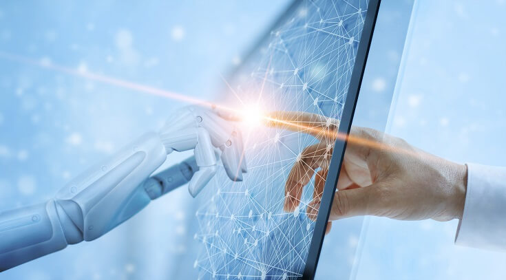 Robot y humano conectados en interfaz